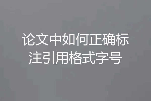 论文中如何正确标注引用格式字号