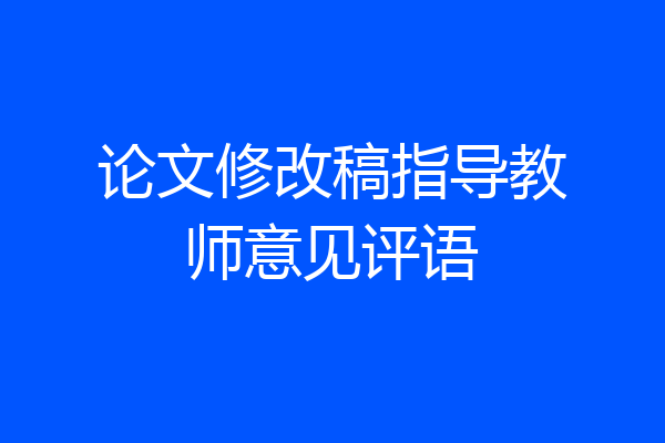论文修改稿指导教师意见评语