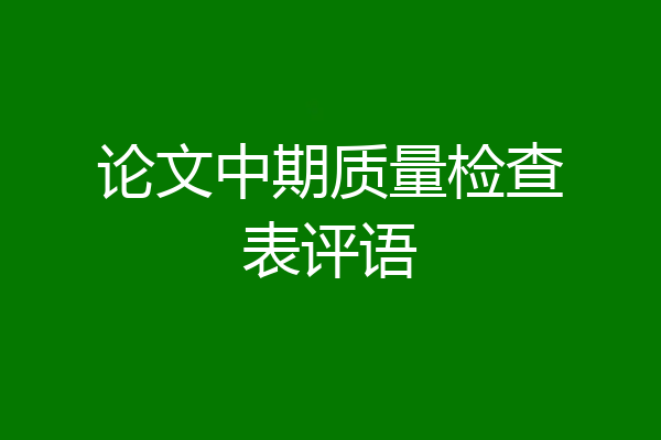 论文中期质量检查表评语