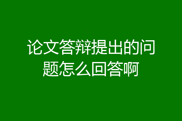 论文答辩提出的问题怎么回答啊