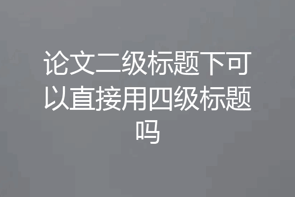 论文二级标题下可以直接用四级标题吗