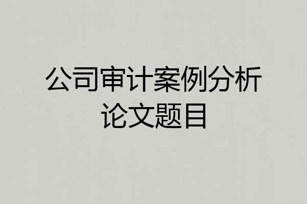 公司审计案例分析论文题目