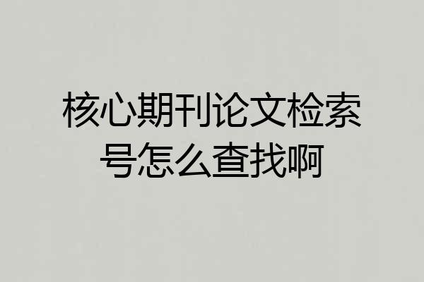 核心期刊论文检索号怎么查找啊