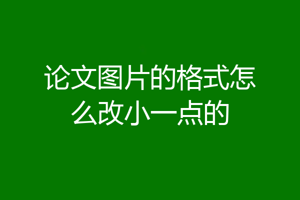 论文图片的格式怎么改小一点的