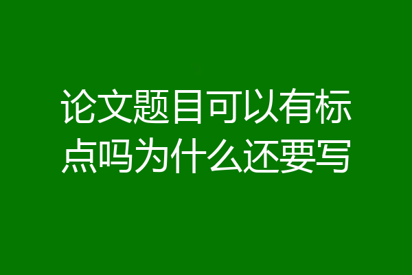 论文题目可以有标点吗为什么还要写
