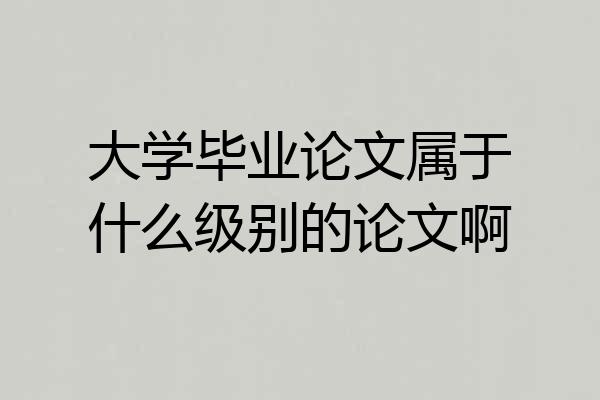 大学毕业论文属于什么级别的论文啊
