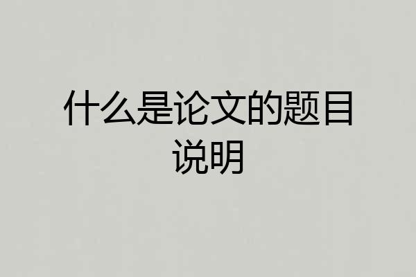 什么是论文的题目说明