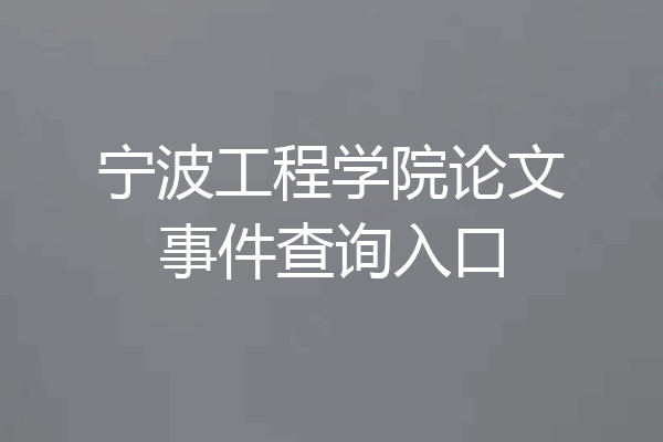 宁波工程学院论文事件查询入口