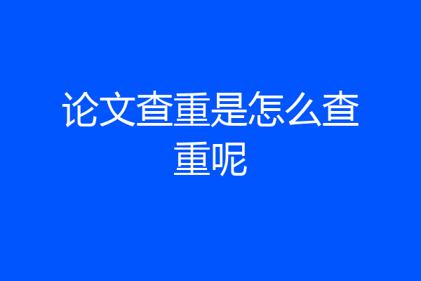 论文查重是怎么查重呢
