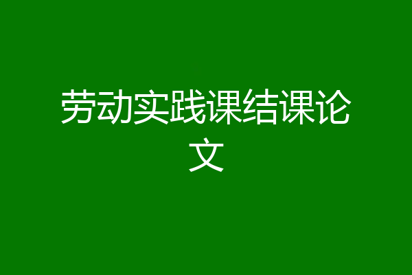 劳动实践课结课论文
