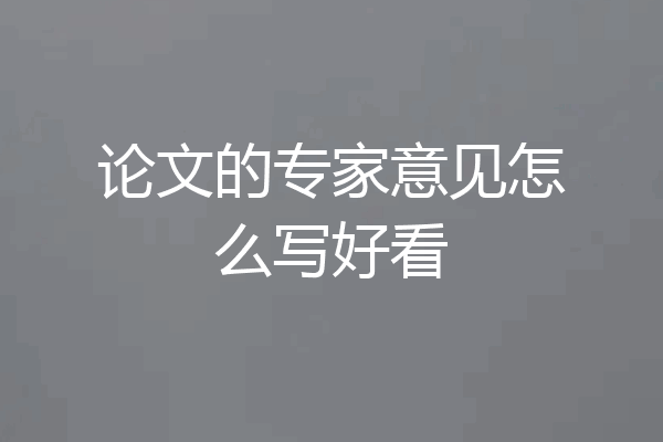 论文的专家意见怎么写好看