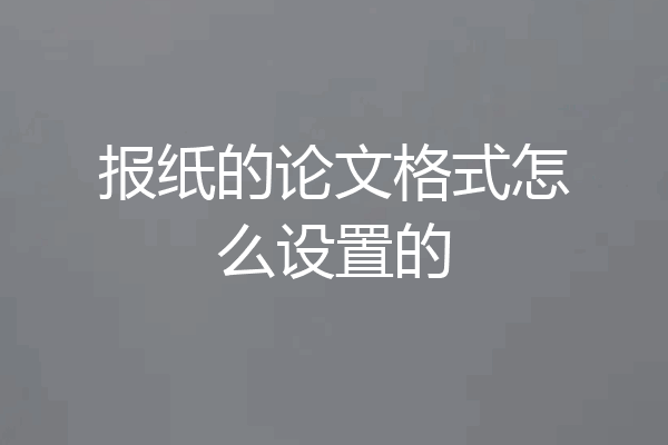 报纸的论文格式怎么设置的