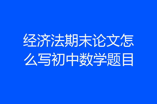 经济法期末论文怎么写初中数学题目