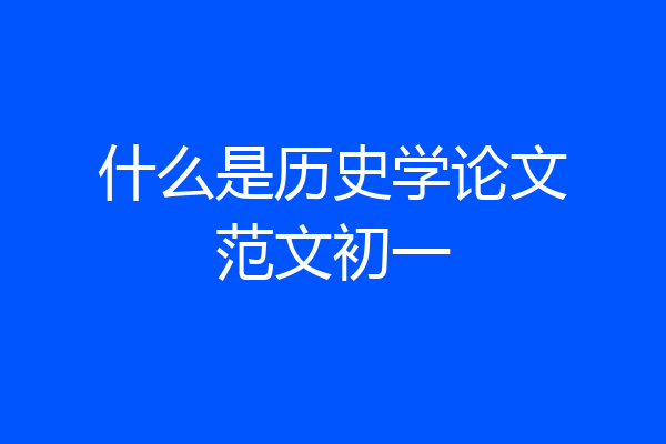 什么是历史学论文范文初一