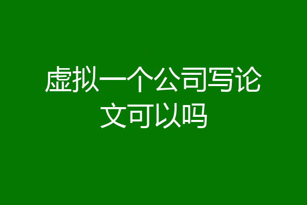 虚拟一个公司写论文可以吗