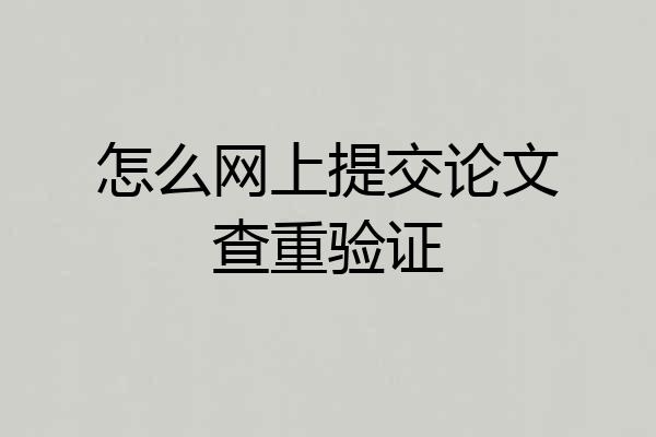 怎么网上提交论文查重验证