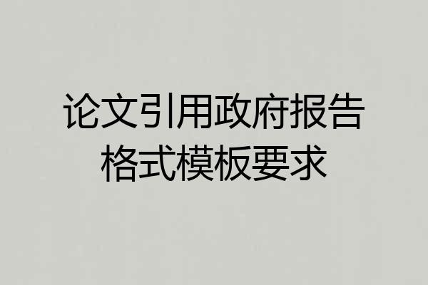 论文引用政府报告格式模板要求