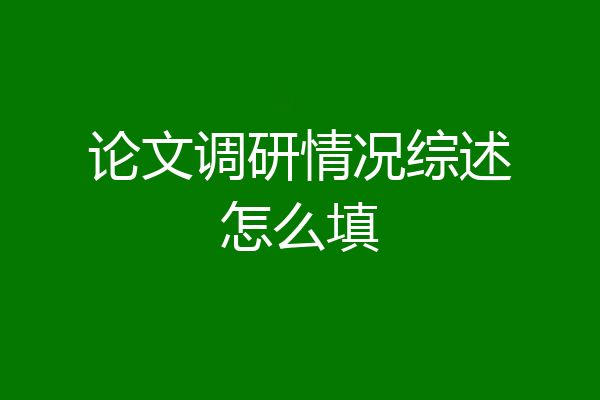 论文调研情况综述怎么填