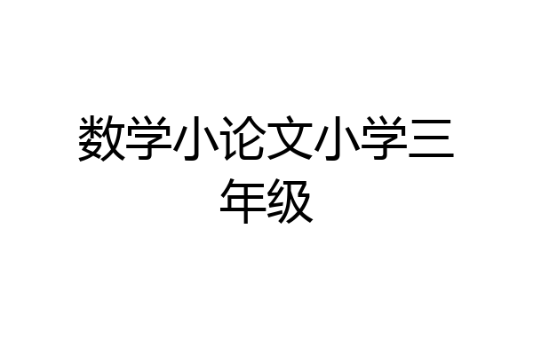 数学小论文小学三年级