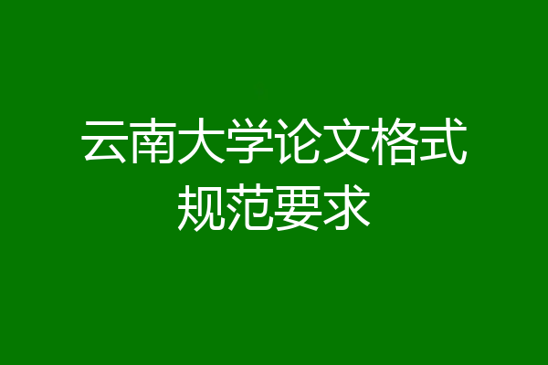 云南大学论文格式规范要求