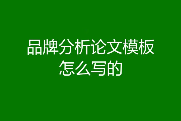 品牌分析论文模板怎么写的