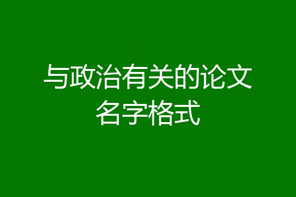与政治有关的论文名字格式