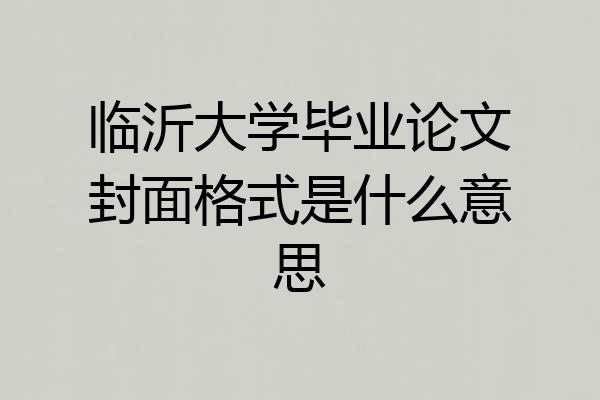 临沂大学毕业论文封面格式是什么意思