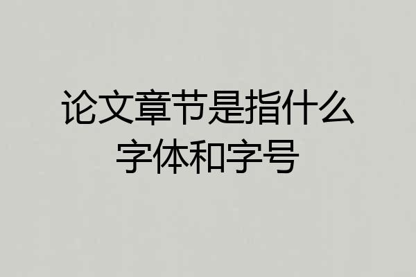 论文章节是指什么字体和字号