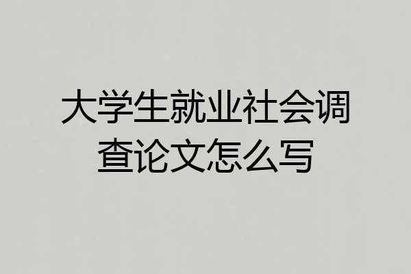 大学生就业社会调查论文怎么写