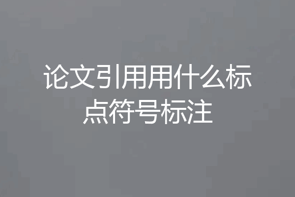 论文引用用什么标点符号标注