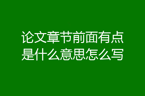 论文章节前面有点是什么意思怎么写