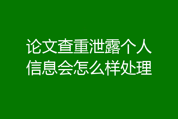 论文查重泄露个人信息会怎么样处理