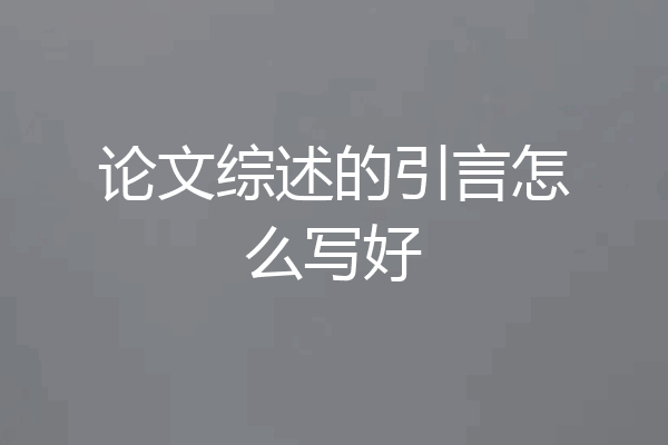 论文综述的引言怎么写好
