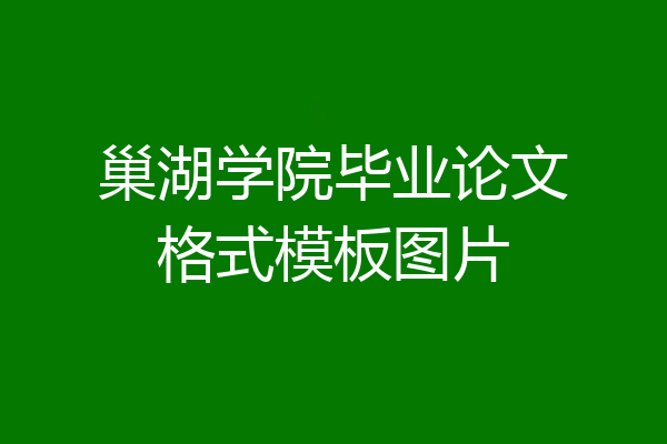 巢湖学院毕业论文格式模板图片