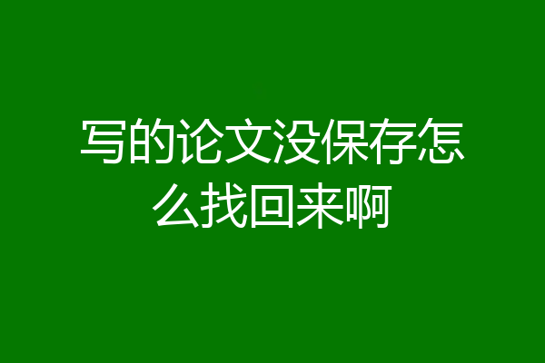 写的论文没保存怎么找回来啊