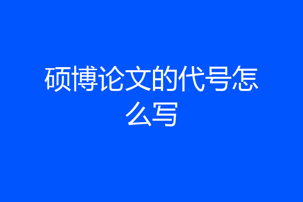 硕博论文的代号怎么写