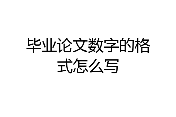 毕业论文数字的格式怎么写