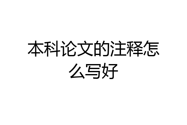 本科论文的注释怎么写好