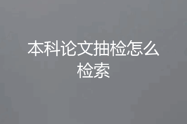 本科论文抽检怎么检索