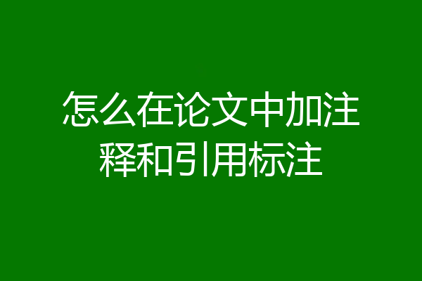 怎么在论文中加注释和引用标注