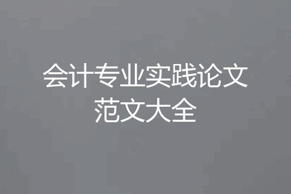 会计专业实践论文范文大全