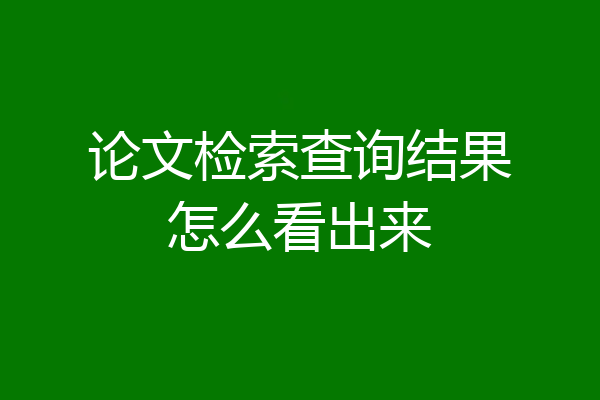 论文检索查询结果怎么看出来