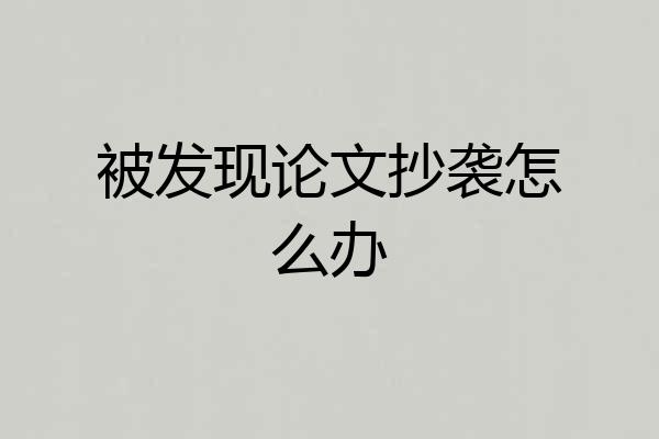 被发现论文抄袭怎么办