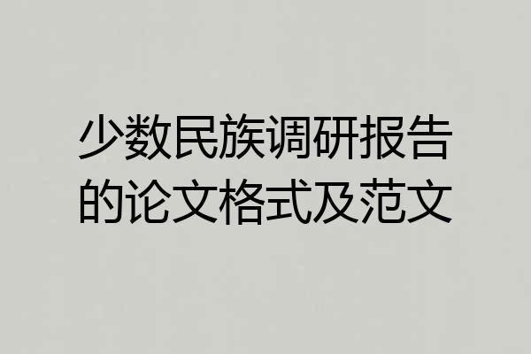 少数民族调研报告的论文格式及范文