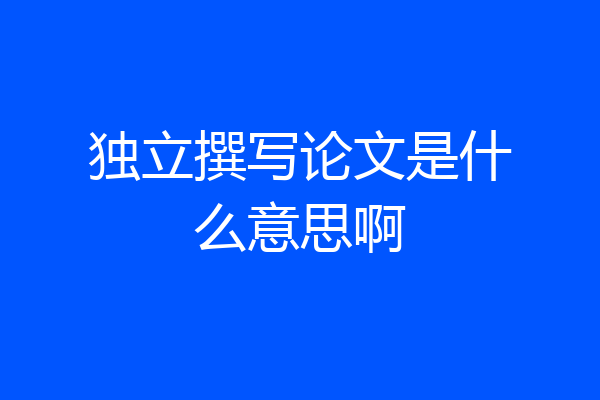 独立撰写论文是什么意思啊