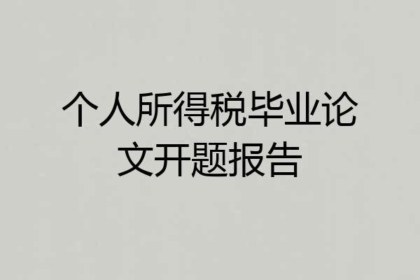 个人所得税毕业论文开题报告