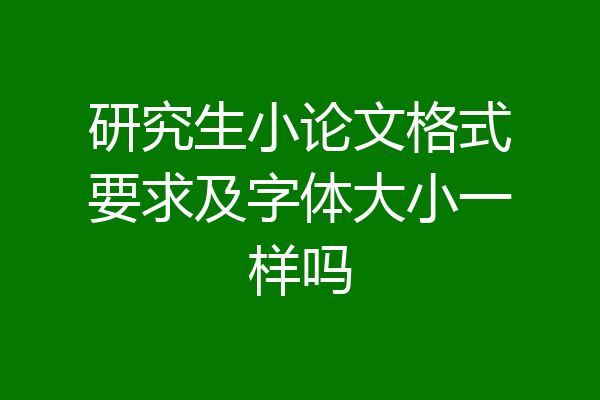 研究生小论文格式要求及字体大小一样吗