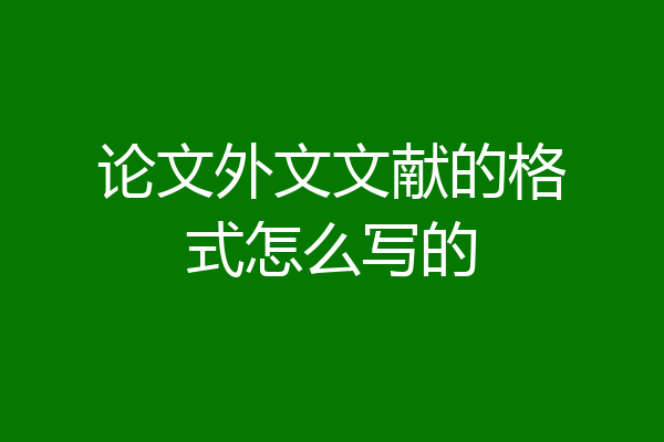 论文外文文献的格式怎么写的