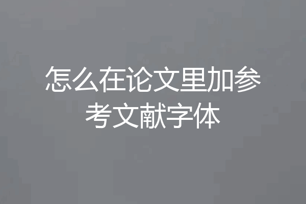 怎么在论文里加参考文献字体