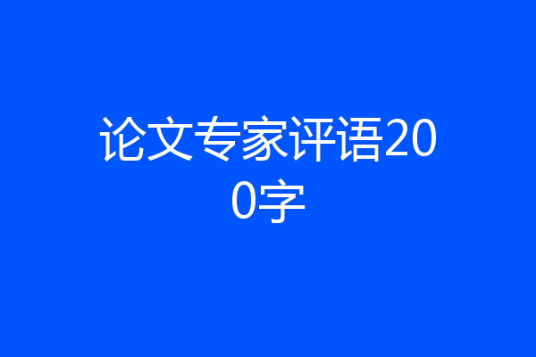 论文专家评语200字